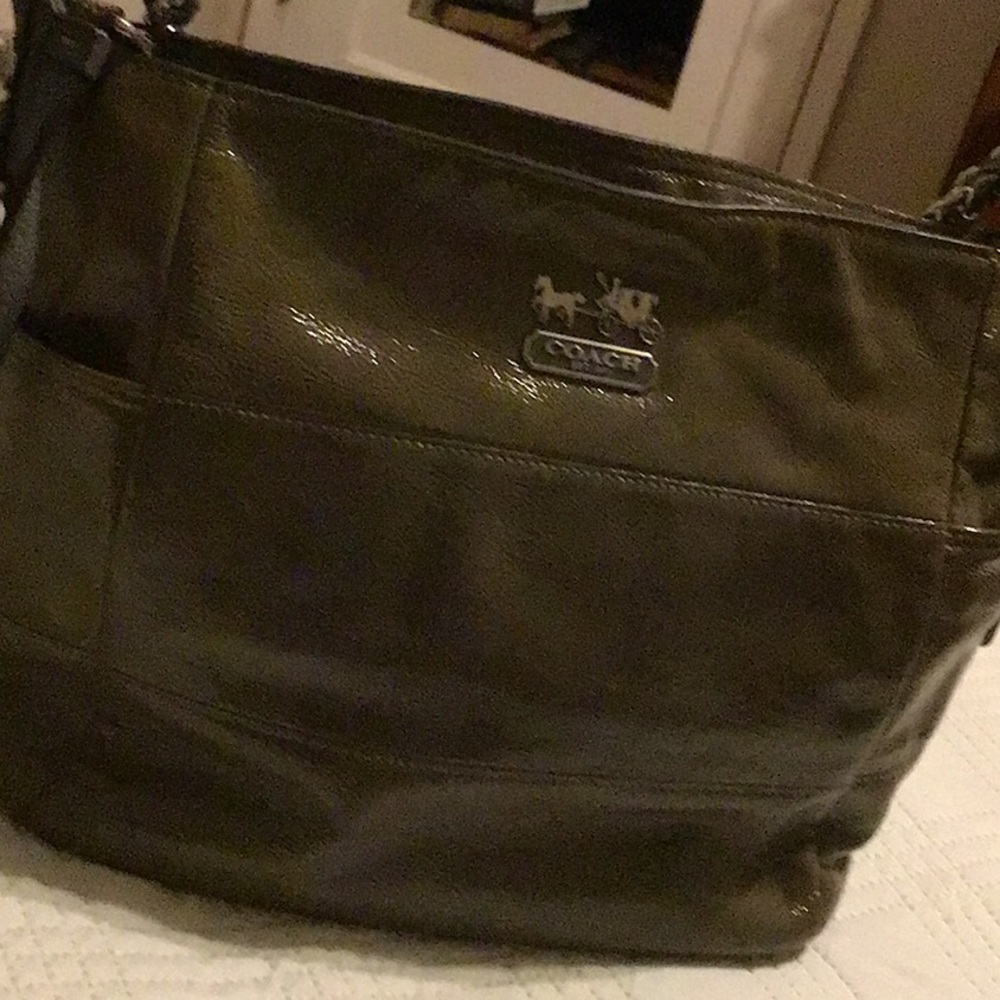 Coach Shiny Olive Shoulder Bag - Picture 8 of 9